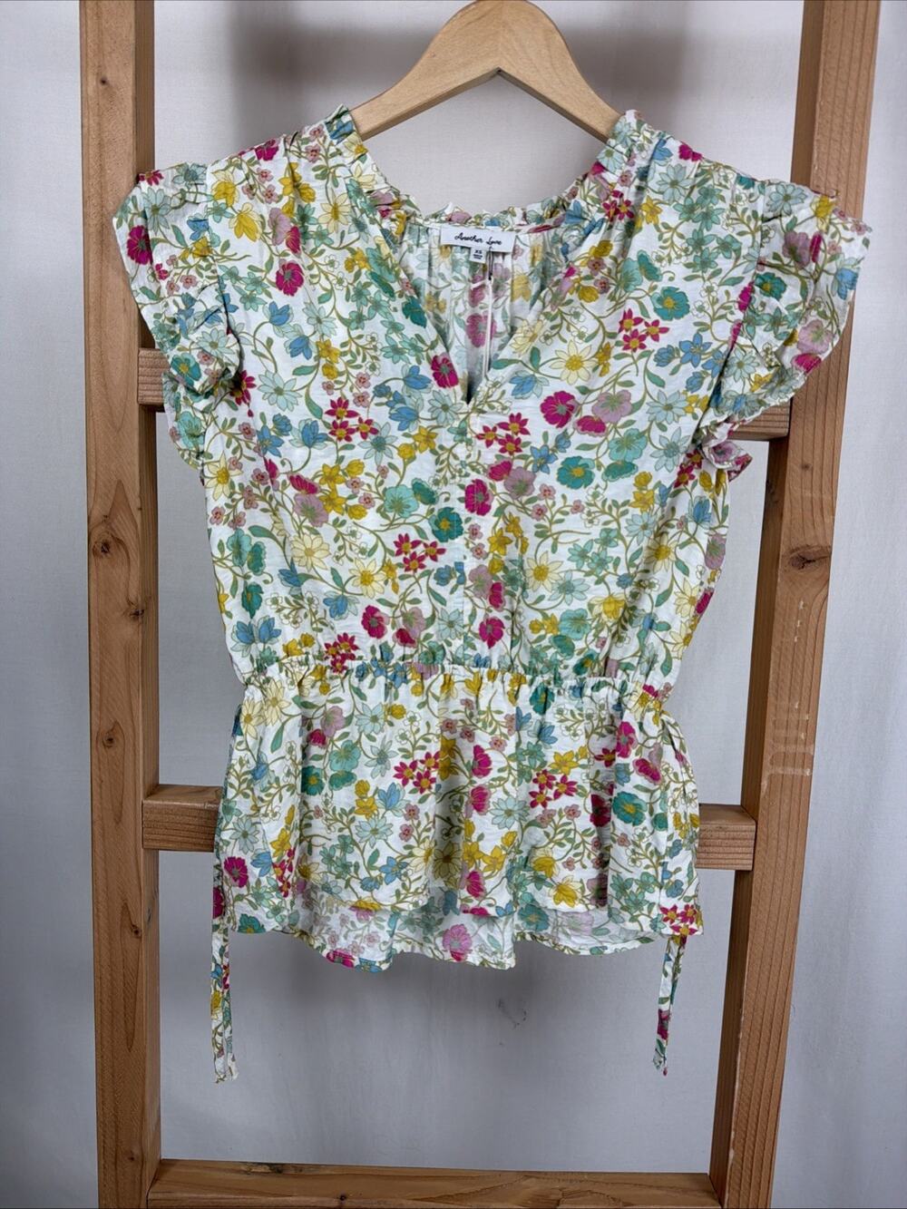 NWT Dear John Another Love Multicolor Floral Cap Sleeve Blouse #1081 Size SMALL